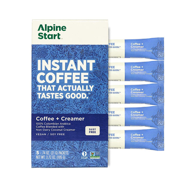 Alpine Start Foods Non-Dairy Coconut Creamer Latte Instant Coffee 5-Packets